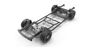 Chassis e rodas de um veículo
