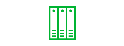 Data center em linhas verdes.
