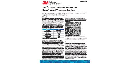 Imagem do documento técnico das Microesferas de Vidro 3M iM16K.

