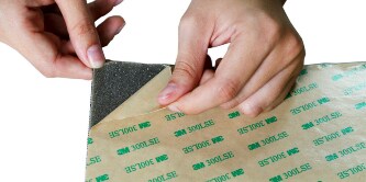 An exposed layer of foam material
