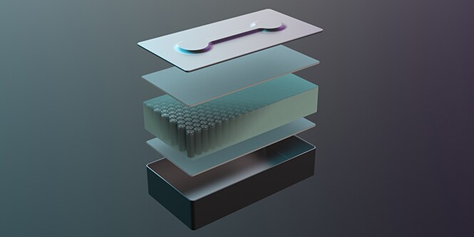 Imagem mostrando como as Microesferas de Vidro podem ser utilizadas nas resinas de encapsulamento para baterias de veículos elétricos.
