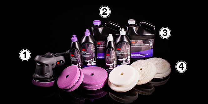 Imagem individual dos produtos da família de produtos Sistema Roto Orbital 3M Perfect-It.
