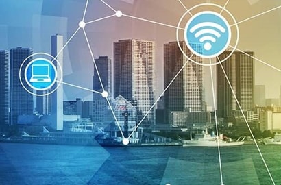 imagem ilustrando uma rede de conectividade entre dispositivos.