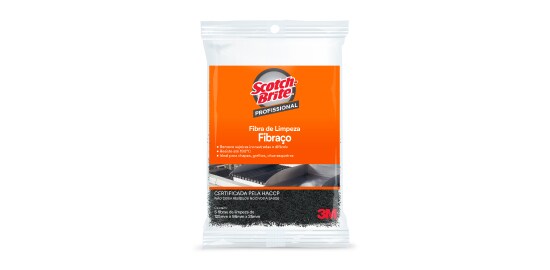 Pacote da fibra de limpeza Fibraço Scotch-Brite™ Profissional com 5 unidades. 

