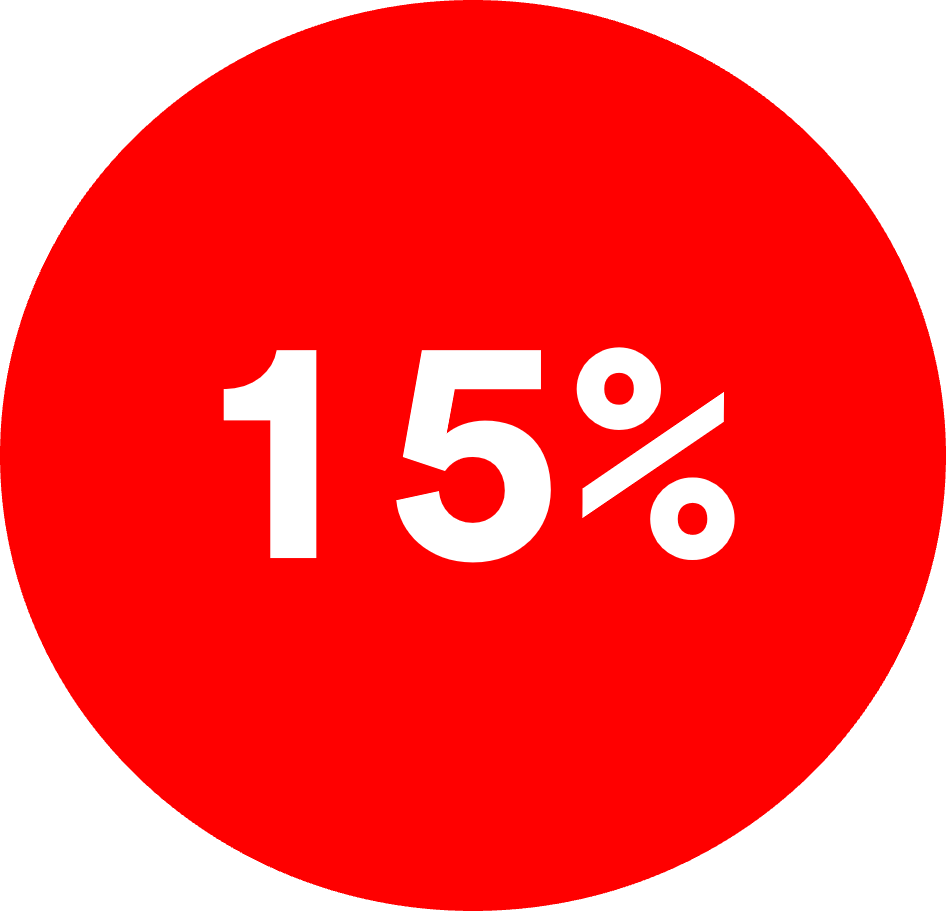 Círculo vermelho com 30% escrito dentro.