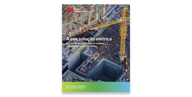 Vista aérea de um canteiro de obras movimentado com guindastes, andaimes e uma escavação profunda, com texto promocional da 3M sobreposto e um banner turquesa no rodapé.
