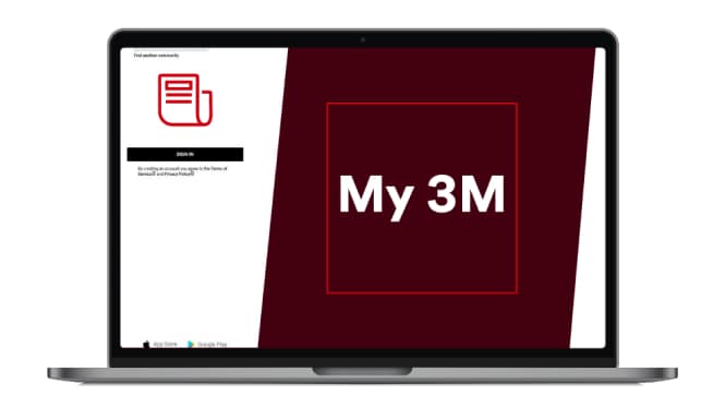 Um laptop exibindo o aplicativo My 3M.
