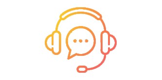 Ícone de headfone e balão de comunicação.
