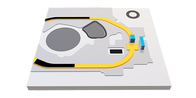 Fitas eletricamente condutoras aplicadas em tampas da lata de blindagem.
