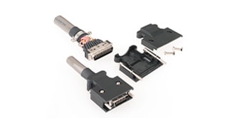 Foto da família de produtos de conectores de montagem em fio MDR.
