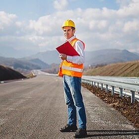 Man standing still in the road