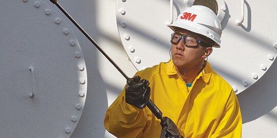 Man working on industrial construction site
