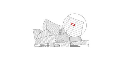 Sketch image of the Disney Concert Hall and where vhb is used.
