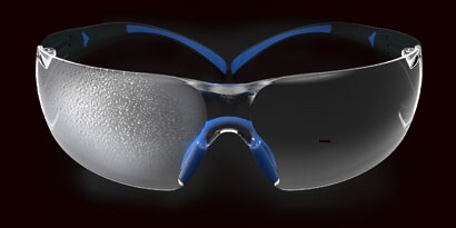a single pair of safety glasses with Scotchgard anti-fog coating
