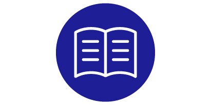 Simple line icon of an open magazine

