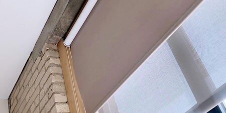 Window treatments in a home office
