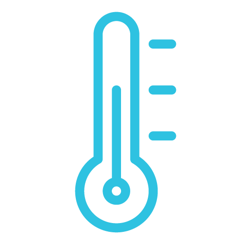 Ícone de um termômetro marcando temperaturas abaixo de zero.
