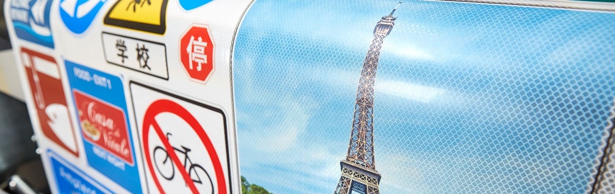 Large sheet of digitally printed traffic signs
