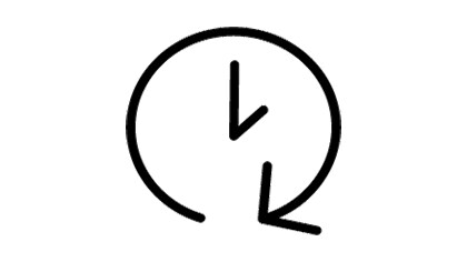 Ícone com uma seta circular representando uma maior vida útil do abrasivo e menor necessidade de trocas.
