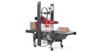 Imagem de um Selador de Caixas 3M-Matic™, um Aplicador de  Fita 3M™ AccuGlide™ e um dispensador manual de fita.
