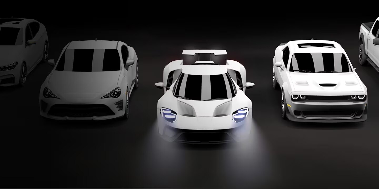 Designs de carros fictícios.
