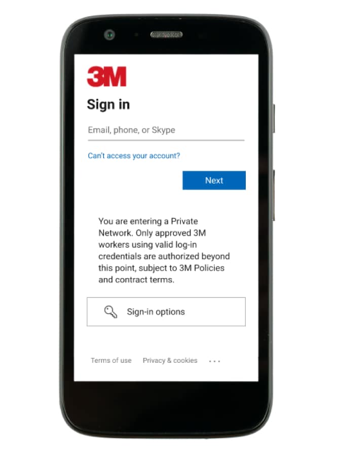 Um smartphone exibindo o aplicativo My 3M.
