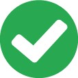 Círculo verde com uma marca de verificação branca ao centro.