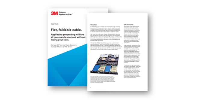 Capa do estudo de caso: A Dell usa a solução de cabo Twin Axial da 3M para aumentar a eficiência dos servidores HPC.
