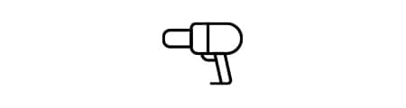 Ícone de pistola de calor.
