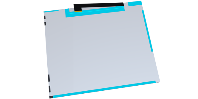 Fitas eletricamente condutoras aplicadas em envoltórios para telas.
