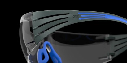 close up of safety glasses design feature
