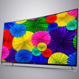 Visor grande com uma imagem colorida e brilhante na tela.