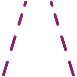 Ícone de linhas viárias descontínuas.
