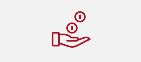 Ícone de fichas sobre uma mão estendida.

