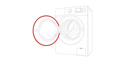 Sketch image of a washing machine and where vhb is used
