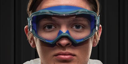 worker wearing safety goggles
