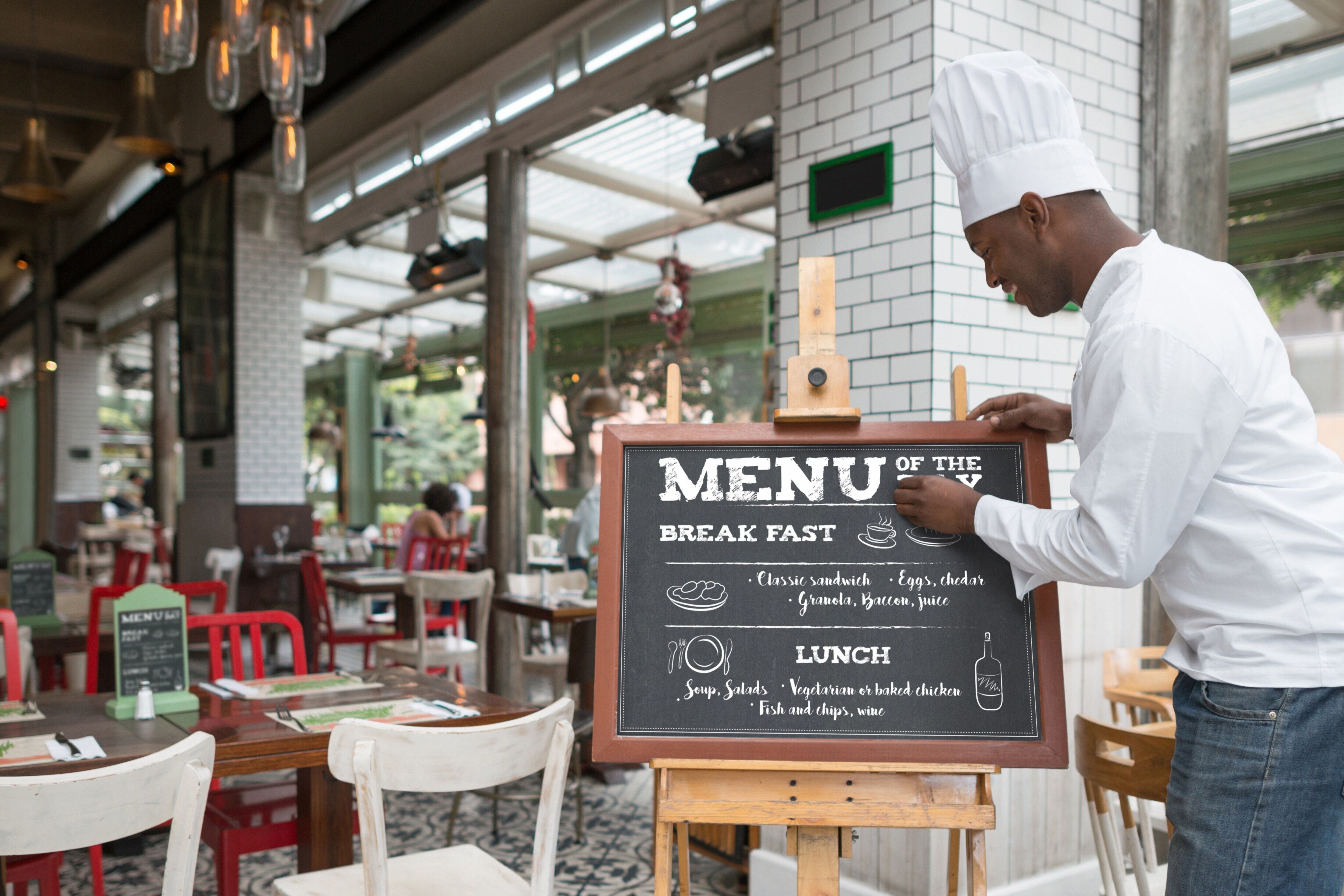 chef interacting with customers

